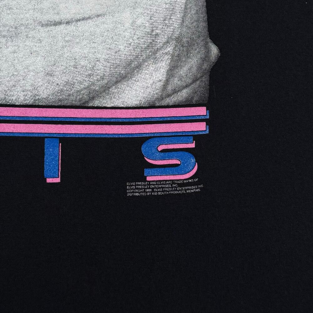 Vintage 1988 Elvis Presley Neon Graphic Shirt Black USA Made Size XXL - Picture 4 of 7